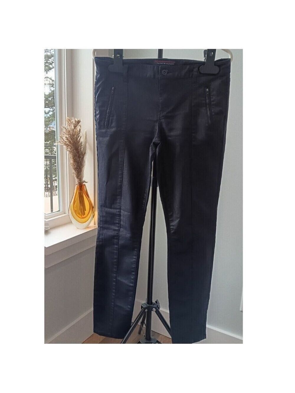 Size 10 Tommy Hilfiger Jegging Legging Women Deep Blue Shiney With Zipper Pocket